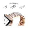 Bracelet de bijoux en métal à quatre rangées de diamants, bracelet de montre à maillons pour Apple Watch série 3 4 5 6 7 8 9 iWatch 40 mm 41 mm 44 mm 45 mm Ultra 49 mm