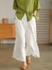 Capris Vintage High Waist Culotte Wide Leg Pants Summer Cotton Linen Straight Anklelength Trousers Casual Oversized 4xl Pantalones