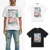 Luxur herr t-shirt lila ny 2023 high street amerikansk kortärmad designkänsla skriven tryckt lös t-shirt