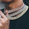 Miami Cuban Link łańcuch o szerokości 13 mm 2 rzędy Moissanite Diamond z brzęczy mrożone łańcuch Naszyjniki raper biżuter