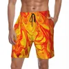 Short de bain pour hommes, maillot de bain en marbre, panneau de feu, imprimé abstrait, décontracté, plage, vêtements de sport personnalisés, maillot de bain à séchage rapide