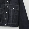 UNIZERA 2023 Autunno-Inverno Prodotto Moda Donna e Casual Versatile Bordo Arrotolato Maniche Giacca di Jeans Cappotto 240311