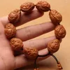 Strand Olive Nut Hand Carved Lotus Leaf Of Iron Core Carving God Wealth Buddha Beads Bracelet