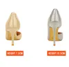 HBP Non-Brand Hauts Talons Gold Color Elegant Lady Office Wear Fall Heel Trending Shoes Womens Pumps 10.5cmsuper High (8cm-up) PU Silk