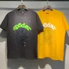 Tik Tokインフルエンサー同じブランドPure Cotton American American Brand Brand 2024新しい短袖SP5DE55555フォームプリントソリッドコットンTシャツルースカジュアル短袖