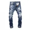 2024 Printemps et Automne Personnalisé Élastique Big Break Personnalisé Serré Discothèque Mode Percée D2 Jeans Pantalons Pour Hommes BlueN3R5