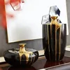 Vases Modern Luxury Ceramic Vase Flower Arrangement Dried Ornament Black Gold Living Room Decoration Home