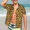 Koszulki męskie klasyczne lampart koszulka plażowa Faux Fur Animal Print Summer Man Trendy Bluzki krótkie rękawy Y2K zabawne topy graficzne