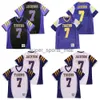 High School Football 7 Lamar Jackson Jersey Boynton Beach Tigers Men Moive Black Purple White Team Color Away All Stitched Sport Breathable College Pullover Retro