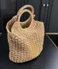 24ss tote Woven with Lafite grass Metal letter Designer Icare Large Gaby Totes Maxi Beach Bags Handbags Shopping Bag high quality