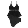 Maillots de bain pour femmes Deux pièces Maillot de bain Robe Femmes Tankini 2024 Plus Grande taille Femelle Noir Baignade Maillot de bain Beachwear 4XL GG