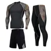 Roupa íntima térmica masculina gejinidi conjunto de treino de compressão rashgard fitness thermo mma ginásio esporte terno longo johns