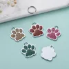 Anti-perdido filhote de cachorro id acessórios para animais de estimação pingente diamante gota cola pegada redonda cão tag suprimentos para animais de estimação colar pendurado ornamento redondo personalizado pet id colar pingente