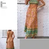 Casual Dresses Shirring Dress Ethnic Style Maxi With Patchwork Detailing For Women A-line Hem Vacation Sundress High Waist