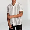 Erkekler Sıradan Gömlek Nefes Alabilir İçi Dürüst Out Yaz Gömlek Kısa Kollu Kavurlu Spor Kulübü için Tek Göğüslü Hırka Düz Renk
