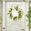 Couronne de fleurs de marguerites artificielles décoratives, 35cm, pour porte d'entrée avec décors de feuilles vertes