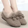 Chaussures décontractées en coton peluche à semelle plate pour femme, bateau peu profond à enfiler, bout rond, chaud, confortable, Simple, léger, hiver 2024