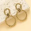 Stud Earrings Trendy Geometric Twisted Hoop For Women Stainless Steel Round Circle Vintage Statement Party Jewery