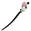 Hair Clips Ebony Stick Fresh Water Pearl Azure Stone Flower Sticks Pin Chinese Jewelry Vintage Wooden Accessories WIGO0789B