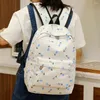 Skolväskor 3st/Set Student Schoolbag med Lunch Box Pencil Case College Rucksack Floral Print Fashion Nylon för tonårsflickor
