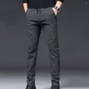 Calças masculinas 2024 outono inverno terno homens negócios grossos cintura elástica clássico cinza lã reta coreano calças formais masculino