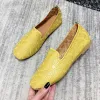 Boots Cheap Square Toe Yellow Loafers Women Soft Leather Flats Big Size 42 Ladies Hollow Out Flat Shoes Woman Flats Embroidery Loafers