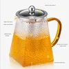 High Quality Hammer Glass Teapot With Stainless Steel Filter Puer Tea Maker Heat Resistant Glass Teapot and Cup Set Kettle Pot 240315