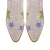 Onlymaker Femmes Strass Mi-mollet Paillettes Bling Brillant Western Bout Pointu Bloc Talon Pull-On Cowgirl Bottines