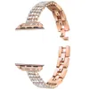 Bracelet de bijoux en métal à quatre rangées de diamants, bracelet de montre à maillons pour Apple Watch série 3 4 5 6 7 8 9 iWatch 40 mm 41 mm 44 mm 45 mm Ultra 49 mm