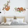 Autocollants muraux animaux de dessin animé, décor de salon, chambre à coucher pour enfants, décoration de garde-robe, pâte de porte, autocollants d'arrière-plan de pépinière