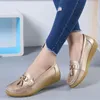 Casual Shoes 2024 Kvinnor Flats Ballet Backe ut läder som andas Mockasins Båtballerina damer