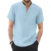 Men's Casual Shirts Men Business Shirt Stylish Summer With Stand Collar Chest Pocket Commute Style Top For