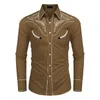 Men's Casual Shirts Western Tribal Ethnic Men Sports Outdoor Street Long Sleeve Button Top Lapel Single -breasted Shirt Suit Clothing