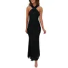 Casual jurken Open rugjurk Paillettengalajurk Elegante halternek-avond voor dames Backless Slim Fit schede Enkellange