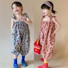 Summer Girls Flower Plaid Lace Suspenders Jumpsuit Spring Baby Kids Trousers Bodysuit Casual Rompers ChildrenS Clothes 240305