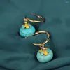 Dangle Oorbellen Lente en Zomer Mode Vintage Blauwe Cloisonne Drop Natuurstenen Etnische sieraden voor vrouwen