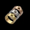 티타늄 스틸 18k 금도금 반지 중공 F 문자 부드러운 조각 된 편지 여성 반지 부부 에나멜 컬러 남성 디자이너 보석 BR-09