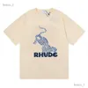 RH Designers Mens Rhude Broderie T-shirts pour l'été Hauts pour hommes Lettre Polos Chemise Femmes T-shirts Vêtements à manches courtes Grande taille 100% coton T-shirts Taille S-XL 335