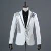Suits Studio Photo Shoot Black and White Inlaid Diamond Suit Host Dress Singer Trendy Man Stage Performance Suit Set