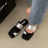 Slyckor Toe Ring Women's Summer Outdoor Wear 2024 Korean Style Retro Fairy Casual Flat Beach Sandals