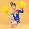 Pompoms And Socks Girls Cheerleading Uniform Flash Drill Dance Costume Long Sleeves Women Cheerleader Outfit Round Neckline 240305