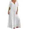 Robes décontractées Dames Robe en dentelle Élégante Col en V Été Superbe Brodé Mi-taille Dames Vacances Plage Tenue Femmes