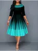 Женская одежда 2023 Лето Офисные женские туфли с круглым вырезом Тонкие рукава с коротким рукавом с цветочным принтом Бальные платья Винтажное платье-миди Robe Femme 240313