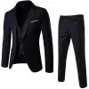 Suits Men Classic 3 -stycken Set Suit Wedding Suits For Men Slim Suit Jacket Pant Vest Suit For Men Tuxedo Single Breasted Plus Szie S6xl