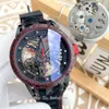 Top Quality mens watch Automatic movement Duotone Skeleton dial Luxusuhr Multifunction Tourbillon Wristwatches Rubber band orologi246V
