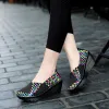 Pumps comemore 2023 Breathable Casual Women Shoes Loafers Platform Wedges autumn Moccasin Woven Slip on Nylon High heel Pumps black 42