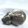 Naturlig vulkan Vocanic Agate Skull Polished UV Reactive Florescerande Crystal Quartz Healing Stone Minerals Human Skull Ristningar Hemdekor Halloween Energi gåva