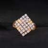 14k massief goud echte pave diamant vierkante vorm verlovingsring gele huwelijkscadeau fijne sieraden fabrikant