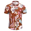 Men's Casual Shirts Hawaiian For Men 3d Grass Print Street Designer Short Sleeved Oversized Shirt High-Quality Clothing Beach Party Top