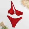 Costumi da bagno da donna Costume da bagno a due pezzi Set costume da bagno diviso Set bikini alla moda per donna Tinta unita Spiaggia monospalla